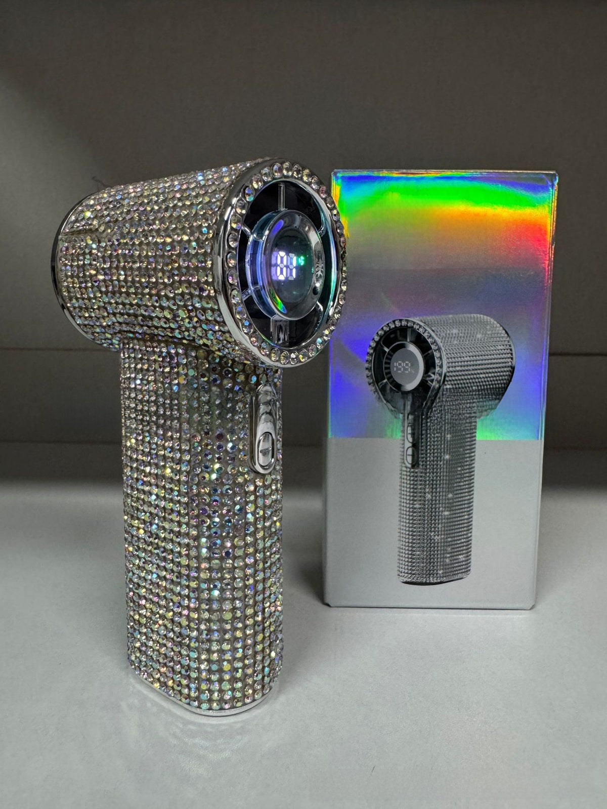 Diamond Mini Handheld Fan with Digital Display