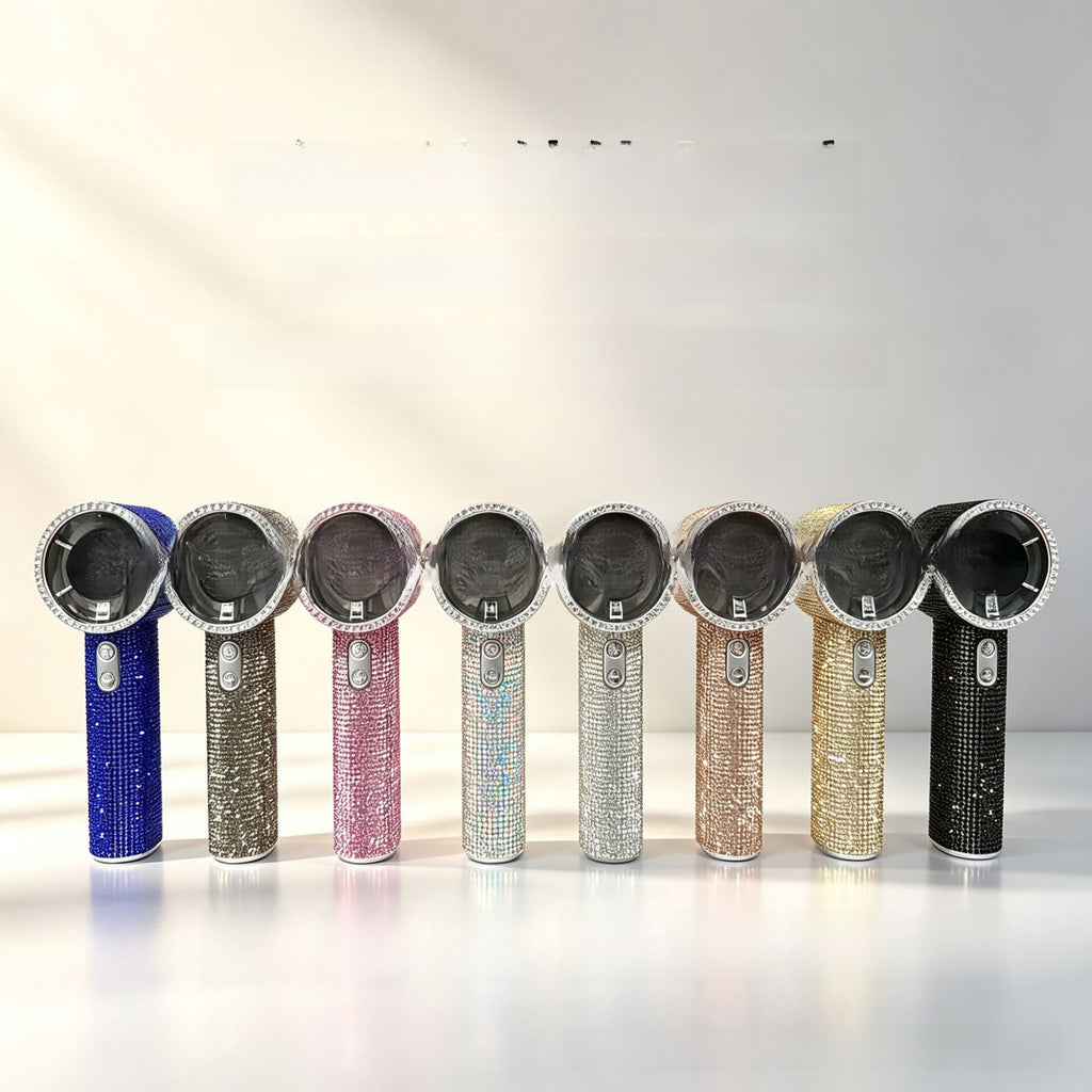 Diamond Mini Handheld Fan with Digital Display