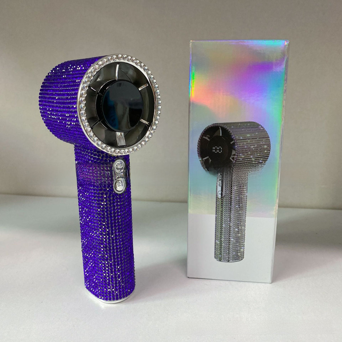 Diamond Mini Handheld Fan with Digital Display