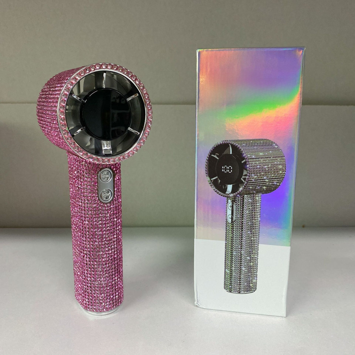 Diamond Mini Handheld Fan with Digital Display