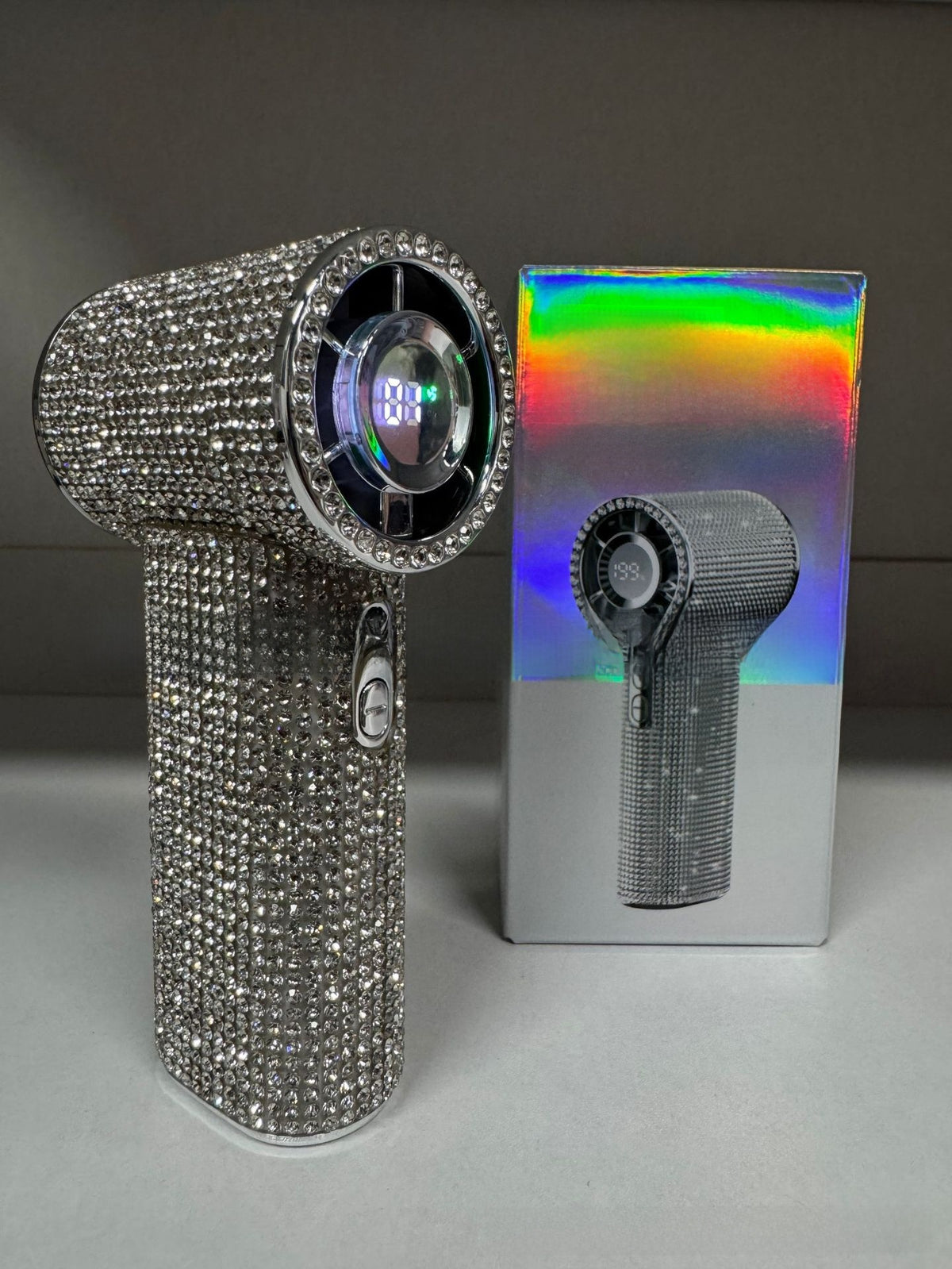 Diamond Mini Handheld Fan with Digital Display