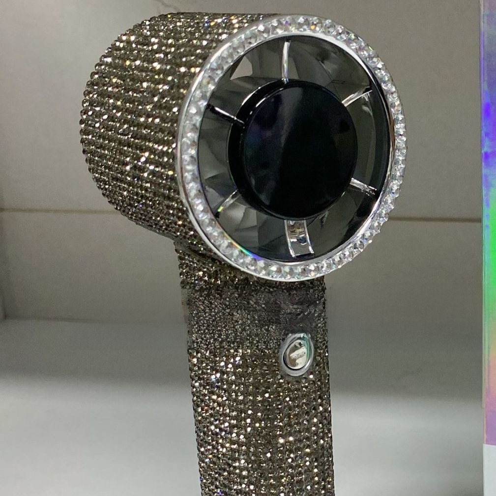 Diamond Mini Handheld Fan with Digital Display