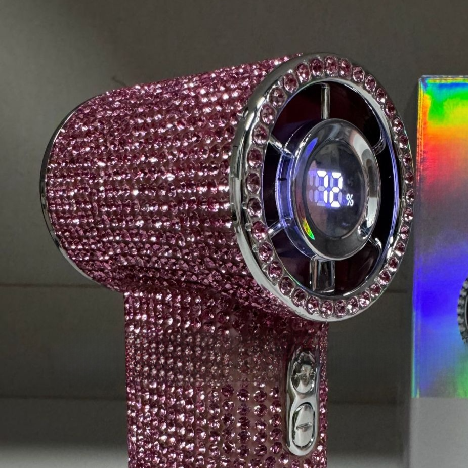 Diamond Mini Handheld Fan with Digital Display
