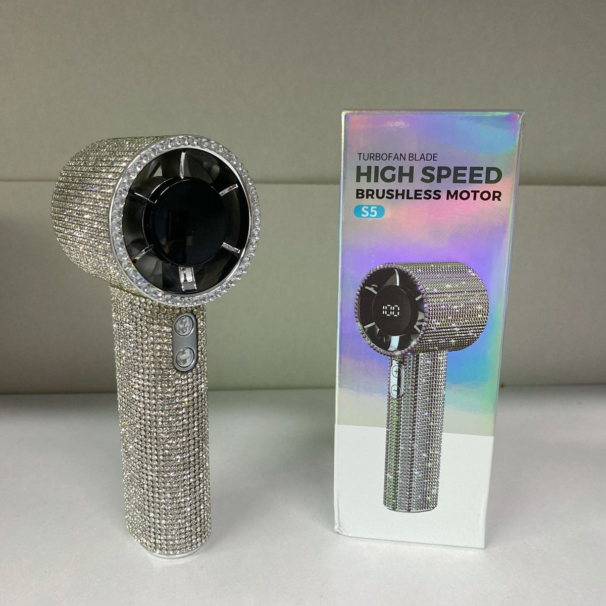Diamond Mini Handheld Fan with Digital Display